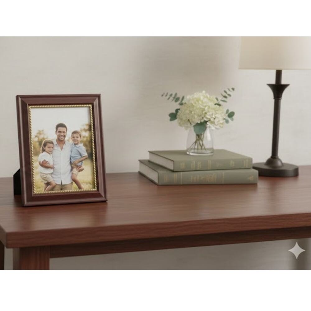Vintage Wooden Picture Frame Gold Scroll For 5x7 Photo Easel or Hanging